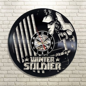 Winter Soldier Vinyl Record Round Wall Clock, Original Decor For Boys Room, Superhero Art, Marvels Room Decor, Holiday Gift For Brother