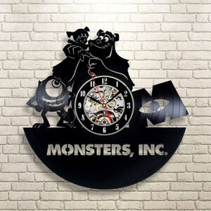Cartoon Characters Vinyl Record Silent Wall Clock, Creative Decor For Playroom, Laser Cut Art, Cartoon Artwork, Anniversary Gifts Idea