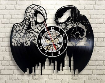 Spider Man Venom Vinyl Record Wall Clock, Housewarming Gifts for Son, Comics Modern Art, Marvels Decor, Superhero Movie