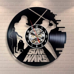 Darth Vader Luke Skywalker Vinyl Record Wall Clock, Star Wars Vintage Art, Star Wars Home Decor, Star Wars Anniversary Gifts for Husband