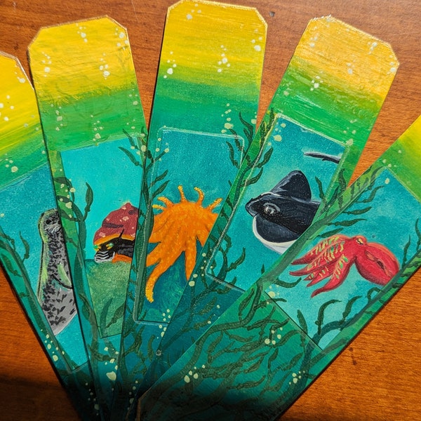 Kelp Forest Creatures Handpainted Bookmarks