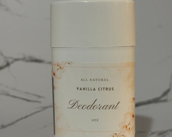 Deodorante naturale alla vaniglia e agli agrumi, burro di karité e cacao, per pelli sensibili