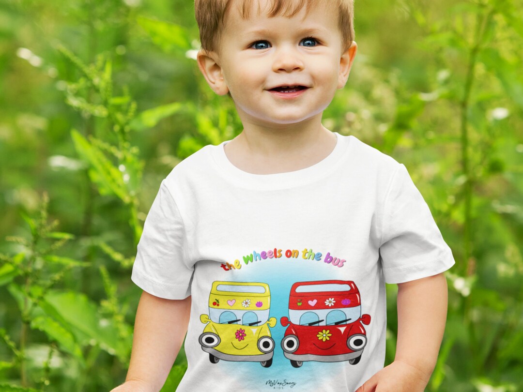 Wheels on the Bus Cute Baby Tshirt, Fun Tees for Baby, Toddler, Girls