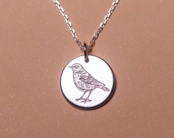 Robin Vogel Halskette, personalisierter minimalistischer Schmuck, amerikanischer Rotkehlchen, bedeutungsvolles Geschenk, Silber, 14k Gold gefüllt, Vogelschmuck