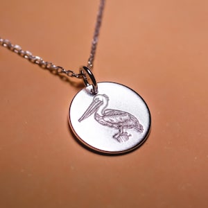 Pelican Necklace, Personalized Minimalist Jewelry, Meaningful Gift, Sea Bird, Silver, 14k Gold Filled, Bird Jewelry