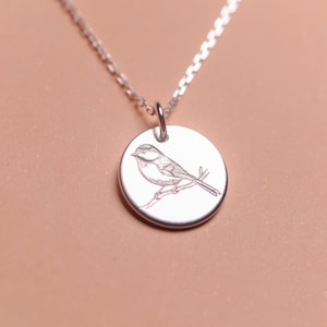 Black-capped Chickadee Necklace, Personalized Minimalist Jewelry, Meaningful Gift, Little Bird, Silver, 14k Gold Filled, Bird Jewelry