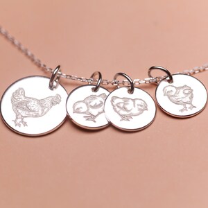 Chicken Family Necklace. Mother Chicken & Chicks Necklace, Personalized ...