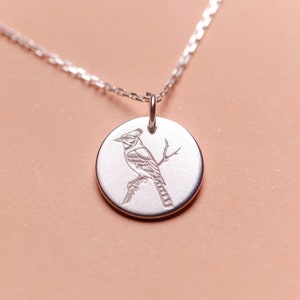 Blue Jay Necklace, Personalized Minimalist Jewelry, Jay Bird, Meaningful Gift, Little Bird, Silver, 14k Gold Filled, Bird Jewelry