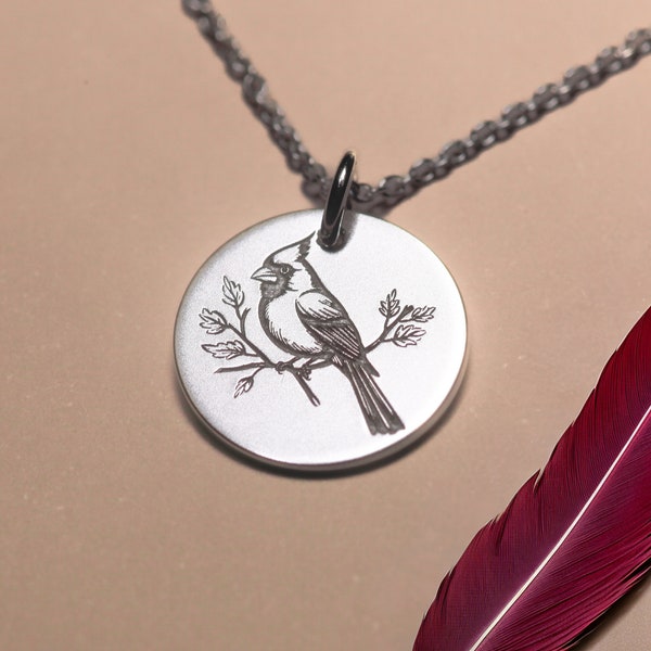Cardinal Necklace, Personalized Minimalist Jewelry, Meaningful Gift, Silver, 14k Gold Filled, Bird Jewelry