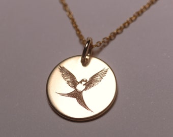 Swallow Necklace, Personalized Minimalist Jewelry, Meaningful Gift, Little Bird, Silver, 14k Gold Filled, Bird Jewelry