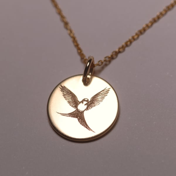 Swallow Necklace, Personalized Minimalist Jewelry, Meaningful Gift, Little Bird, Silver, 14k Gold Filled, Bird Jewelry