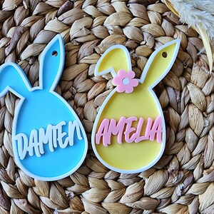 SVG Laser Cut File, Easter Basket Tag SVG, Custom Easter Basket Name Tag File, Easter Egg Bunny File, Easter SVG Glowforge, Bunny Tag Svg