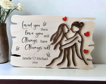 SVG Laser Cut File, Couple Line Art Couple Sign SVG, 3D Layered Valentines Day Shelf Sign FIle, Laser Valentines Day Cut File, Digital Files