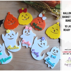Basket Tag Bundle Svg | Backpack Tag | Kids Gift Tag | Halloween Tags | Halloween Laser Cut Digital File | Halloween | Glowforge