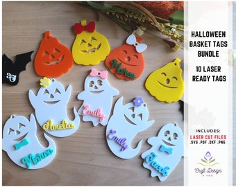 Basket Tag Bundel Svg | Rugzak Tag | | Halloween Tags | Halloween Laser Cut Digitale File | Halloween | Glowforge