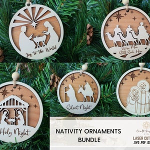 Laser Cut File, Nativity Ornament SVG File, 3D Layered Wood Ornament SVG, Christmas Ornament Cut File, Laser Christmas File, Nativity scene