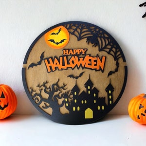 Halloween Sign Svg | Laser Cut Files | Halloween Decor | Halloween Laser File | Door Hanger | Glowforge | Halloween Laser Cut Digital File