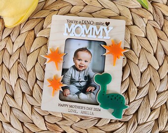 You're Dino-mite Mommy Magnet, Photo Frame SVG, Mother's Day Digital File, Mother's Day Fridge Photo Magnet SVG, Gift For Mom,Laser Cut File