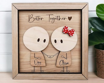 SVG Laser Cut File, Valentines Day Framed Couple Sign SVG, 3D Valentines Day Shelf Sign File, Laser Anniversary Valentines Day Cut File