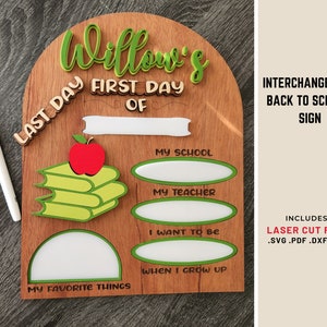 First Day Of School Board, First And Last Day School Sign, Wooden School Photo Prop, Dry Erase Back to school, SVG file, Laser Cut Files