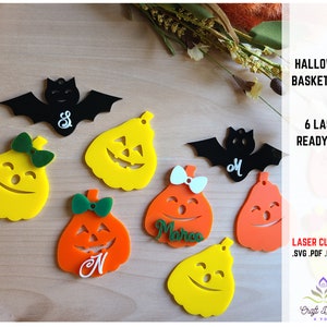 Halloween Basket Tag Svg | Backpack Tag | Kids Gift Tag | Halloween Tags | Halloween Laser Cut Digital File | Kids Halloween Svg | Glowforge