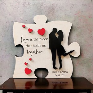 SVG Laser Cut File, Couple Silhouette Puzzle Sign SVG, Anniversary SVG, Layered Valentines Day Shelf Sign File, Laser Valentine Day Cut File