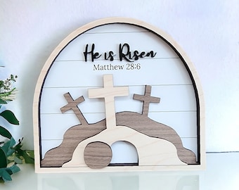 Laser Easter SVG, He is Risen Sign SVG, Easter Glowforge Files, Laser Frame Svg, Easter Frame Sign Svg, Easter Religious SVG, Laser Cut File