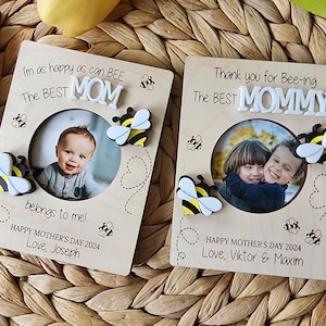 Fichier numérique fête des mères, aimant photo pour réfrigérateur fête des mères SVG, cadeau pour maman, cadre photo abeilles maman SVG, fichier découpé au laser, fichier fête des mères