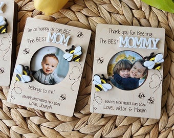 Mother's Day Digital File, Mother's Day Fridge Photo Magnet SVG, Gift For Mom, Mom Bees Photo Frame SVG, Laser Cut File, Mother's Day File