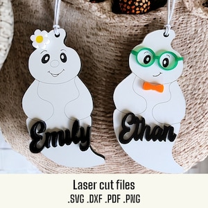 Halloween Tags Svg, Halloween Laser Cut File, Glowforge Ghost Svg, Halloween Ghosts SVG, Halloween Svg, Halloween Sign Svg