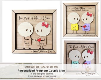 SVG Laser Cut File, Pregnancy Valentines Day Sign SVG, Expecting Mom Svg Laser File, Anniversary Valentines Day Laser Cut File for Pregnant