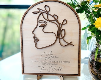 Abstract Mothers Day Sign SVG, Line Art Mothers Day, Glowforge Mothers Day Laser Cut File, Laser Cut Files Mom Gift, Happy Mother's Day SVG