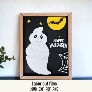 Halloween Laser Digital File, Ghost SVG, Halloween Laser SVG, Halloween SVG, Laser Cut File, Halloween Glowforge, Halloween Decor Cut File