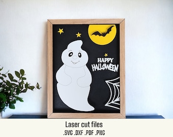 Halloween Laser Digital File, Ghost SVG, Halloween Laser SVG, Halloween SVG, Laser Cut File, Halloween Glowforge, Halloween Decor Cut File
