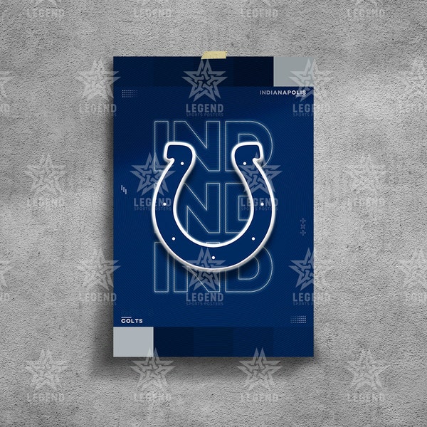 Affiche des Colts d'Indianapolis | Épicentre | Moderne audacieux | Cadeau génial pour les gars | Man Cave, Bureau, Chambre, Chambre d'enfants, Salle de télévision