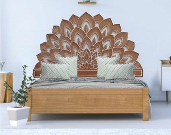In Stock Queen Size Faux Handmade Wall Mounted Bed Head Hand Carved California King Half Moon Headboard Home Decor