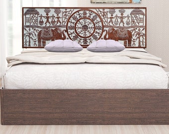In Stock Boho Home Queen Size Headboard Mandala Bohemian Handmade Wall Mounted Bed Head Finish White Wash Interior Design Home Decor