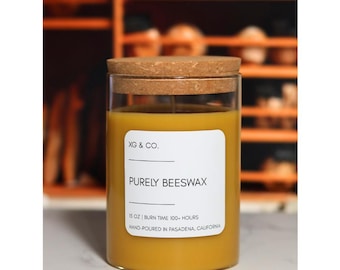 15oz Beeswax Candle: Natural Honey Scent, Clean Burning