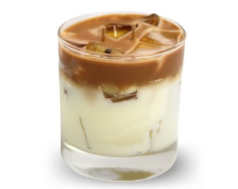 Iced Coffee Candle, Caramel Macchiato Scent, Made with Gel & Soy Wax