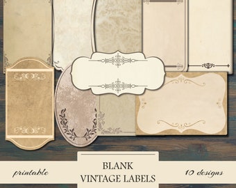 Printable Blank Labels | Vintage Labels | Antique Printable Labels | Journaling | Ephemera | Junk Journal Embellishments | Digital Download