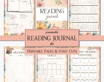 Printable Reading Journal | Reading Journal Bundle | Reading Log | Reading Tracker | Reading Planner | Stickers | Journaling Words Quotes