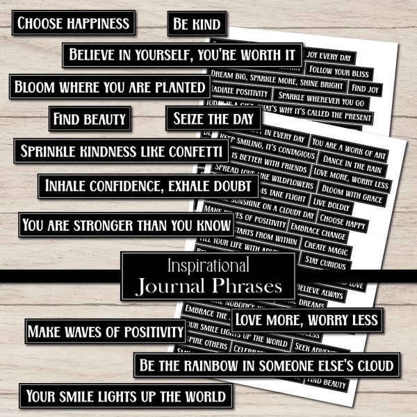 Journal Words | Printable Quotes And Phrases | Positive Junk Journal Words | Inspirational | Motivational Phrases | Scrapbooking | Ephemera