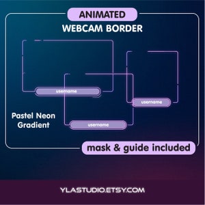 Animated Webcam Border Soft Gradient Pastel - Simple Webcam Overlay for twitch, streamlabs, OBS