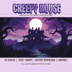 Creepy Haunted House Animated Background | Horror Twitch Overlay | Animated Vtuber Background