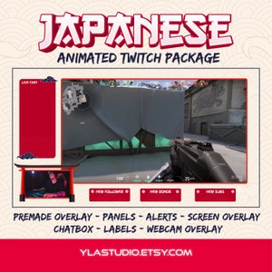 Animated Japanese Twitch Stream Package: Overlay, Alerts