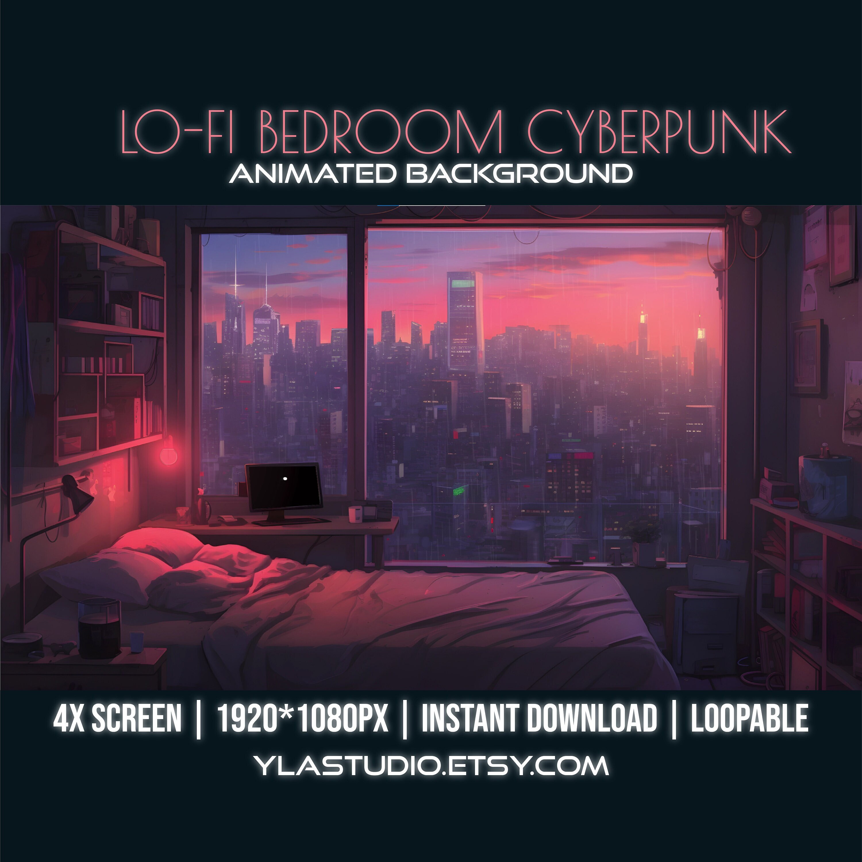 Cyberpunk Animated Vtuber Background for Stream Room, Futuristic Alley  Vtubers Background, Lofi Overlay, Twitch, Moving Wallpaper