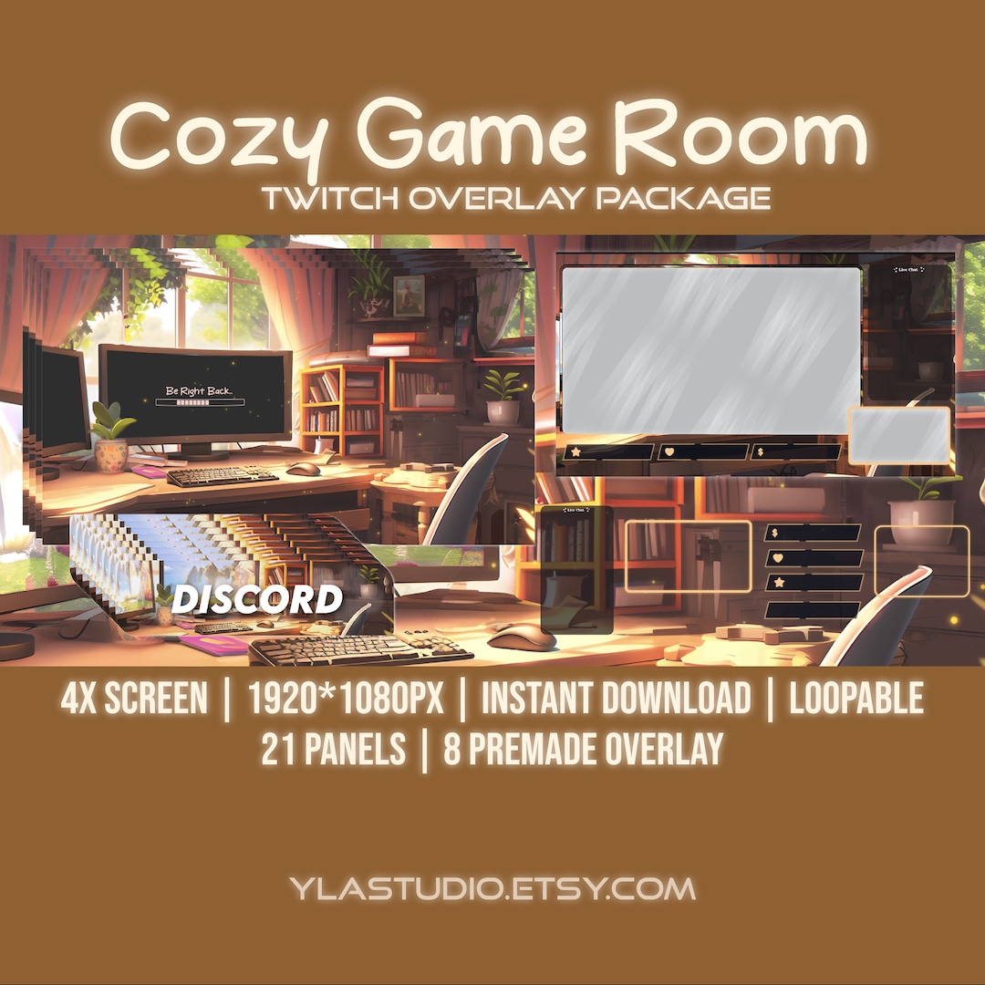 Electron Desktop Overlay Cozy Desktop Twitch Overlay Package: Lofi Vtuber Stream (digital ...