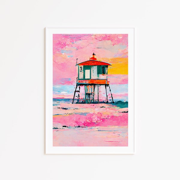 Boho Beach Wall Art, Printed & Shipped (Unframed), Surf Print, Pink Poster, Surf Art, California Print, Pastel Apartment Wall Art #2