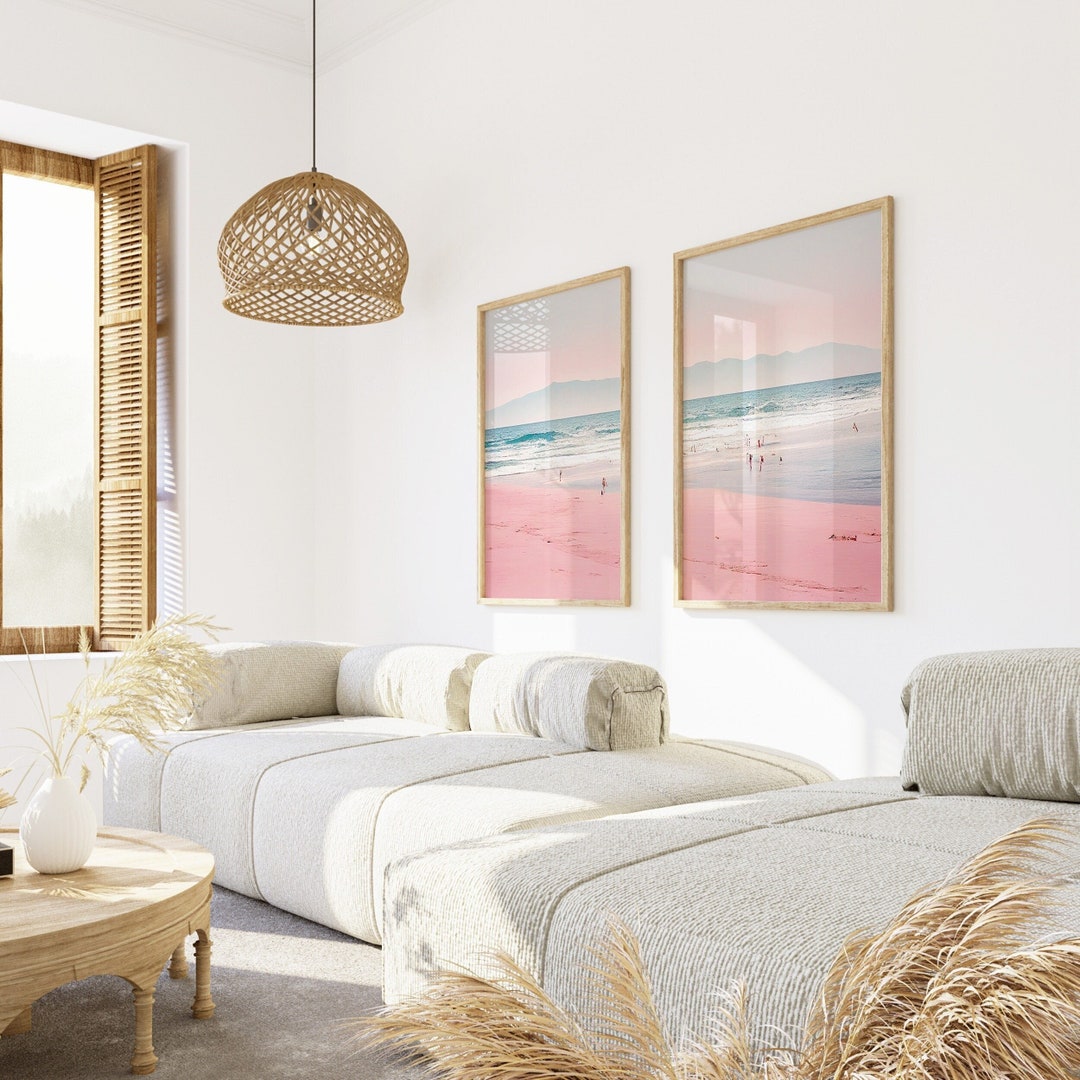 Beachy Wall Art, Boho Beach Wall Art, Pink Poster, Pastel Wall Art