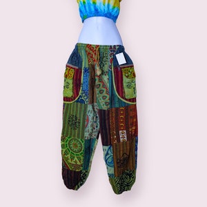 Colorful Patchwork Hippie Boho Pants Unique Style with big pockets